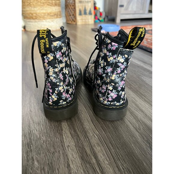 Dr. Martens Other - Dr. Martens Floral Boots black Leather boots size 3y or women 5